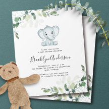 PAPER Elephant Eucalyptus Baby Shower Einladung