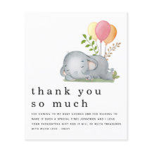 PAPER Elephant Pink Girl Baby Dusche Vielen Dank