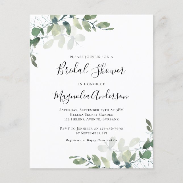 PAPER Eucalyptus Bridal Dusche Einladung Flyer (Vorne)
