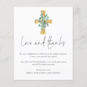 PAPER Eukalyptus Cross Script Taufe Vielen Dank Flyer