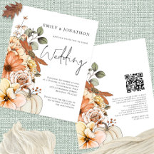 PAPER Floral Pumpkin Script QR Einladung Hochzeit