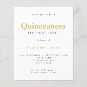 PAPER Gold Black Text Quinceañera Birthday Einladu Flyer