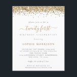 PAPER Gold Glitter Twenty First Party Flyer<br><div class="desc">Gold Glitter Twenty First Party lädt ein. A great value PAPER (not card) alternative WITHOUT ENWICKES at SMALLER size 4.5" x 5.6" and at budget price. (Standard A6 enwickes are the nearest size to fit) Glam style with a border of falsch gold glitter at the top on each side, and...</div>