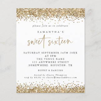PAPER Gold Glitzer 16 . Geburtstag Party Einladung Flyer