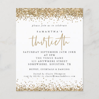PAPER Gold Glitzer Dreißigste Party Einladung Flyer