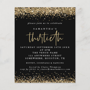 PAPER Gold Glitzer Dreißigste Party Schwarzer Einl Flyer