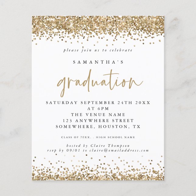 PAPER Gold Glitzer Grenz Abschluss Einladung Flyer (Vorne)