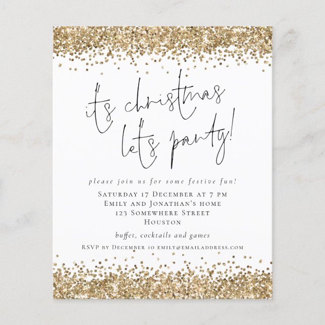 PAPER Gold Glitzer Zu Weihnachten Lasse Party einl Flyer (Vorne)