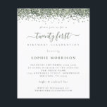 PAPER Green Glitter Flyer<br><div class="desc">Green Glitter Twenty First Party lädt ein. A great value PAPER (not card) alternative WITHOUT ENWICKES at SMALLER size 4.5" x 5.6" and at budget price. (Standard A6 enwickes are the nearest size to fit) A border of falsch glitter in green is at the top on each side, and twenty...</div>