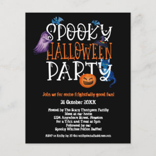 PAPER   Gruselige Halloweenparty Schwarze Einladun Flyer