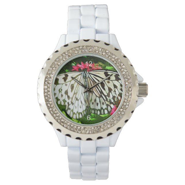 Paper Kite Butterfly Abstrakter Impressionismus Armbanduhr (Vorderseite)