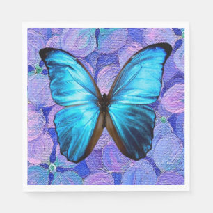 Paper Napkin Blue Butterfly/Hydrangea Serviette