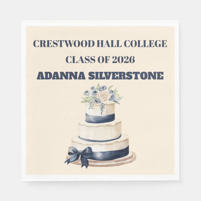 Paper Napkin-Editable Graduation Tableware Set Serviette (Vorderseite)