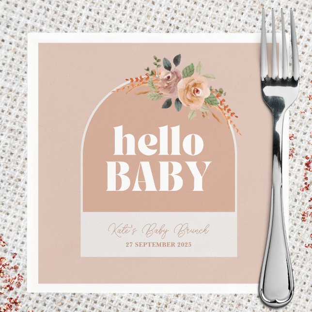 Paper Napkin, Hello Baby, Boho Moderne Babydusche Serviette (Von Creator hochgeladen)