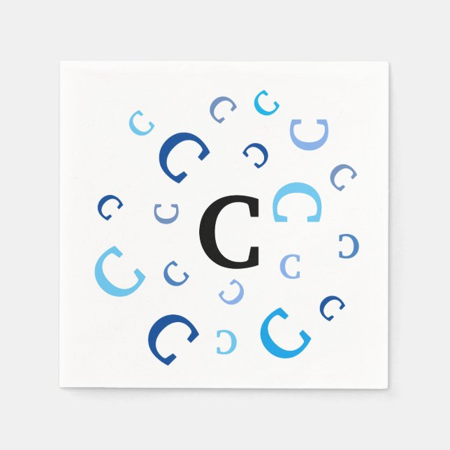 Paper Napkin - Jumbled Letters in Blue Serviette (Vorderseite)