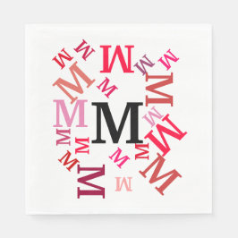 Paper Napkin - Jumbled Letters in Reds Serviette