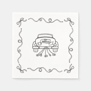 Paper Napkin - Just Married - Getaway Car Serviette