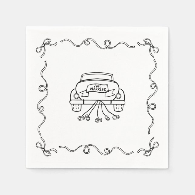 Paper Napkin - Just Married - Getaway Car Serviette (Vorderseite)