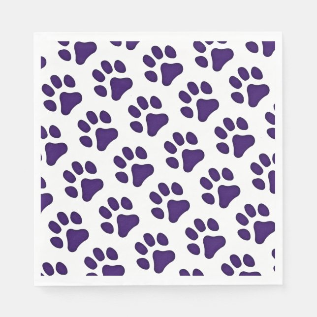 Paper Napkin Lila Paw Prints Serviette (Vorderseite)