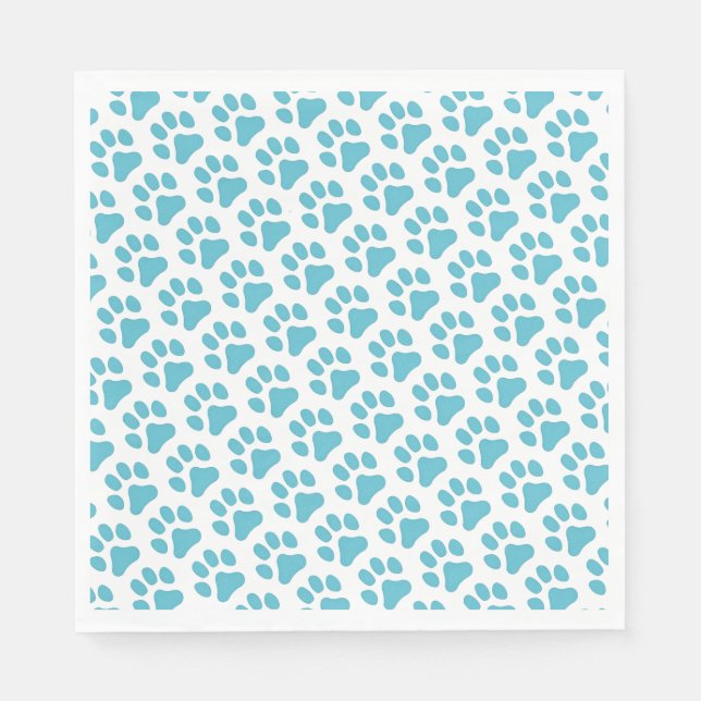 Paper Napkin Lt Blue Paw Prints Serviette (Vorderseite)