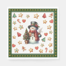 Paper Napkin Lunch Snowman and Christmas Cookies Serviette
