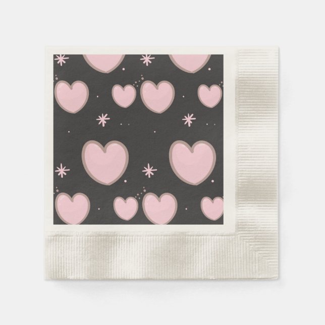 Paper Napkin mit rosa Herzen Serviette (Vorderseite)