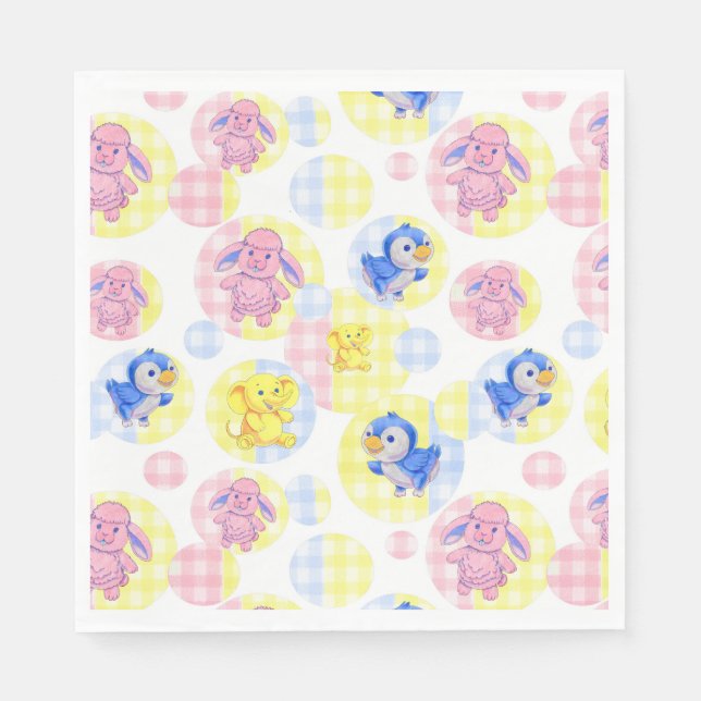 Paper Napkin Toy Animal Gingham Serviette (Vorderseite)
