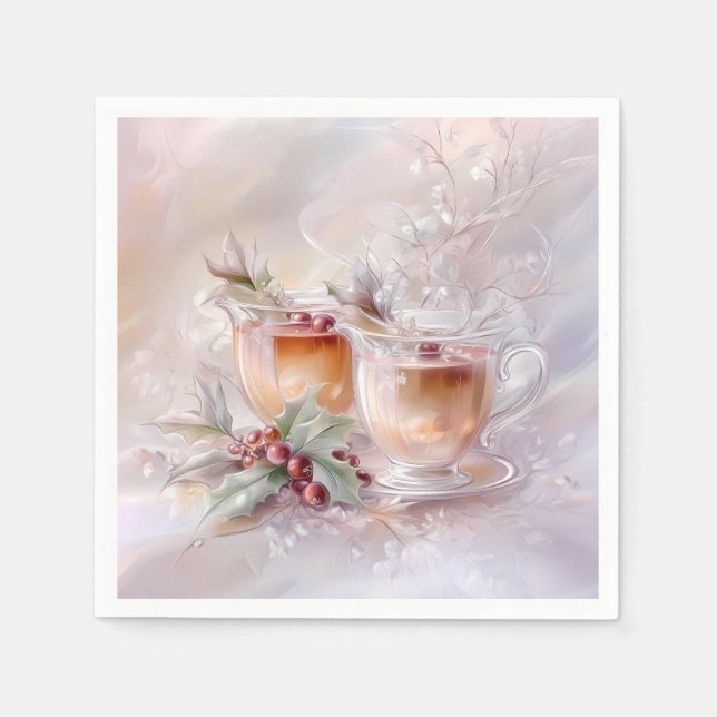 Paper Napkin-White Victorian Christmas Serviette (Vorderseite)