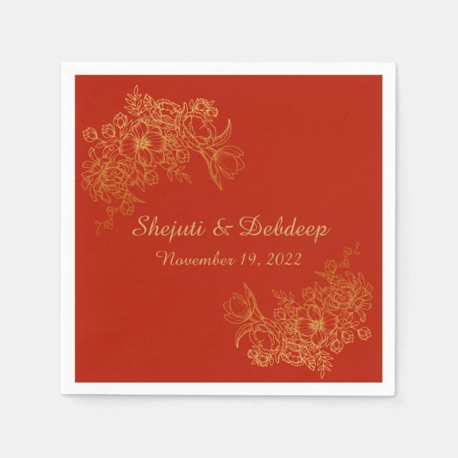 Paper Napkin with Elegant Red & Gold Serviette (Vorderseite)