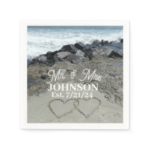 Paper Napkin - Zwei Herzen im Sand