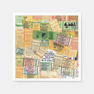 Paper Napkins 70er 80er Music Concept Tickets Serviette