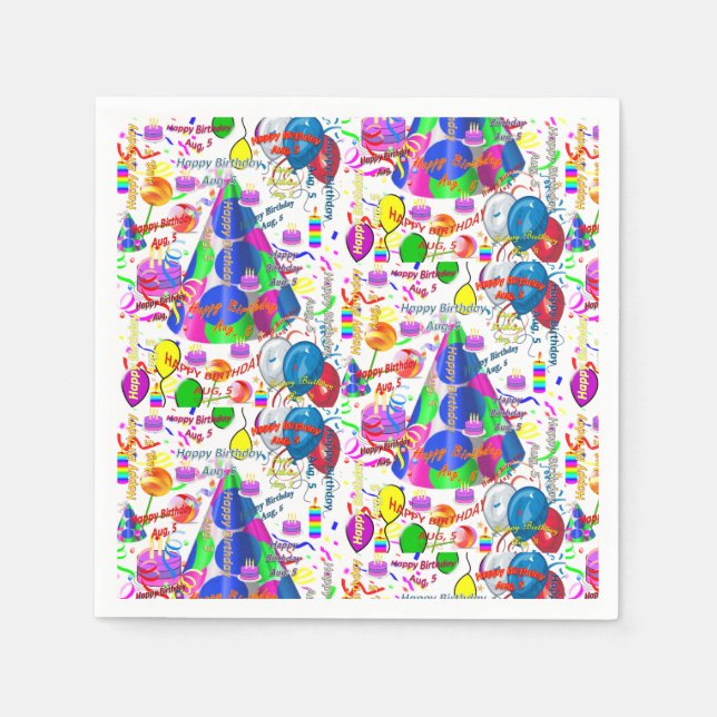 Paper Napkins August, 5 Geburtstag Serviette (Vorderseite)