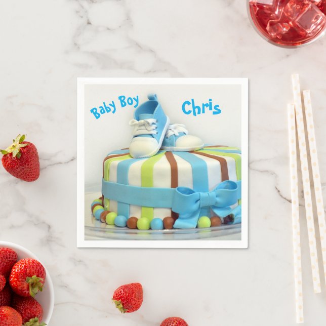 Paper Napkins Baby Boy Cake Blue Shoes Niedlich Serviette (Beispiel)