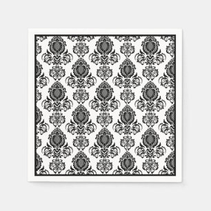 Paper Napkins-Black Damask Serviette