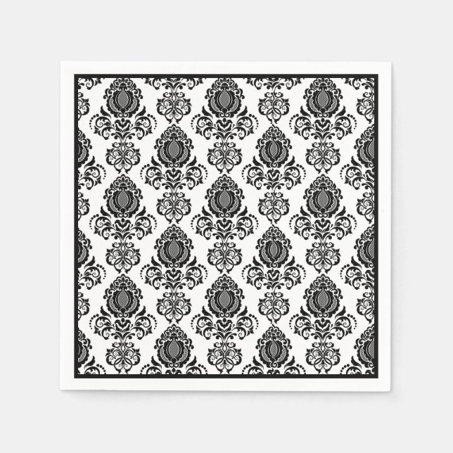 Paper Napkins-Black Damask Serviette (Vorderseite)