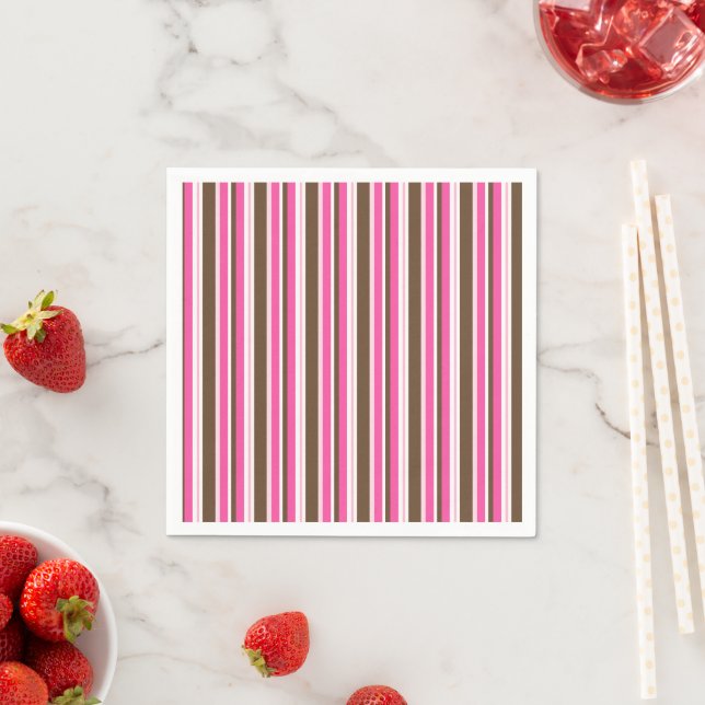 Paper Napkins, Brown & Pink Stripe Serviette (Beispiel)