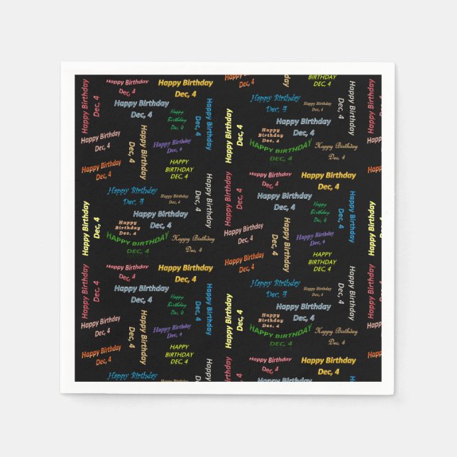 Paper Napkins Dezember, 4 Geburtstag Serviette (Vorderseite)