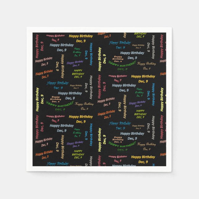 Paper Napkins Dezember, 9. Geburtstag Serviette (Vorderseite)