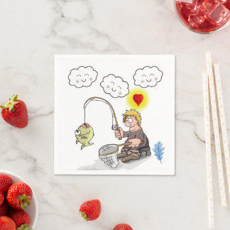 Paper Napkins, Fisherman Fishing Fish Clouds Serviette