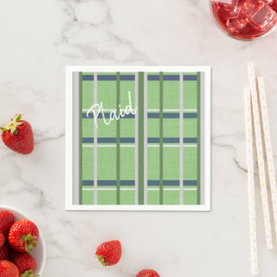 Paper Napkins, Geen Blue Kariert Serviette