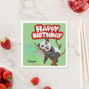 Paper Napkins, glücklich zum Geburtstag Panda Bäre Serviette