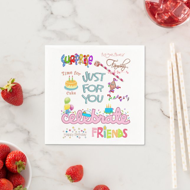 Paper Napkins, Happy Birthday Friends Family Serviette (Beispiel)
