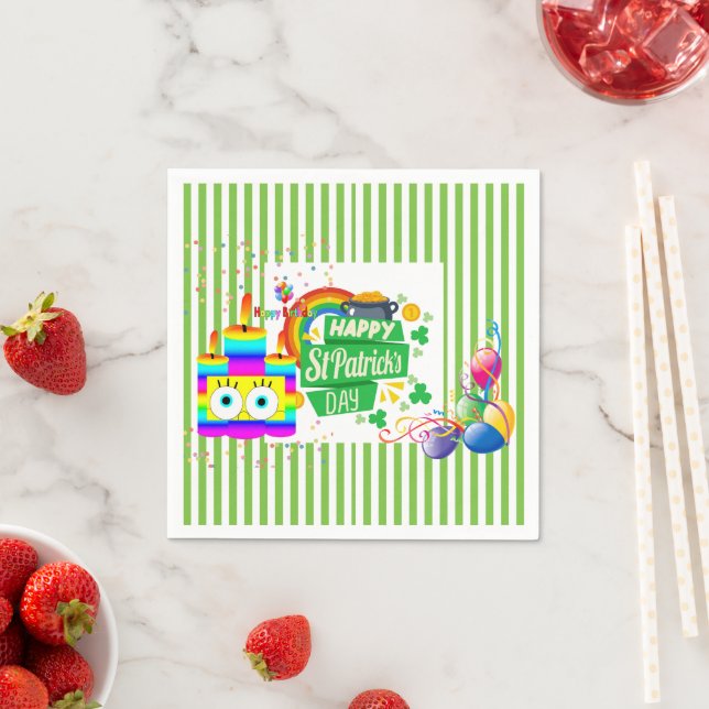Paper Napkins, Happy Birthday St. Patrick's Day Serviette (Beispiel)