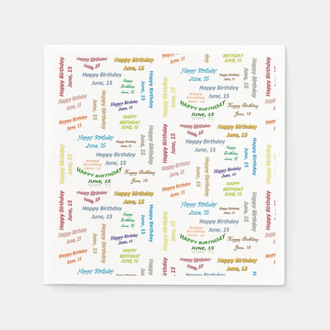 Paper Napkins Juni, 15 Geburtstag Serviette (Vorderseite)