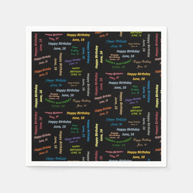 Paper Napkins Juni, 16 Geburtstag Serviette (Vorderseite)