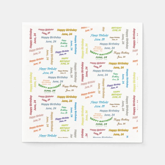 Paper Napkins Juni, 24 Geburtstag Serviette (Vorderseite)