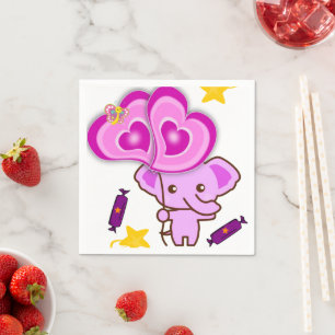 Paper Napkins, Lila Elefant Napkins Serviette