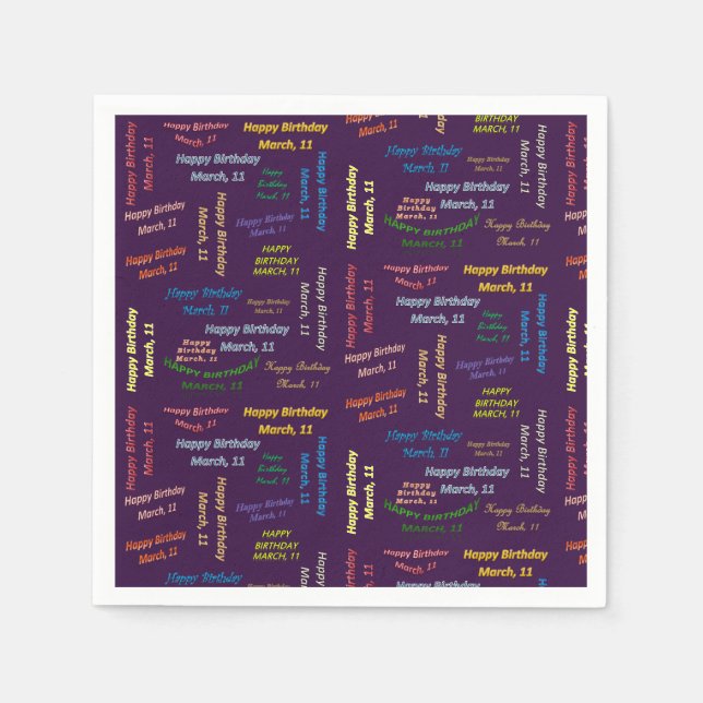 Paper Napkins März, 11 Geburtstag Serviette (Vorderseite)