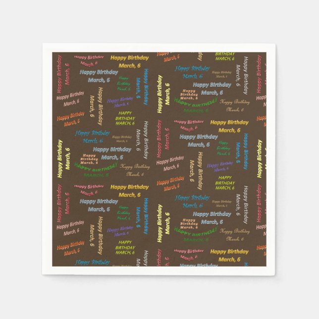 Paper Napkins März, 6. Geburtstag Serviette (Vorderseite)