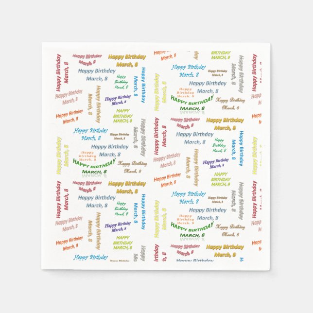 Paper Napkins März, 8. Geburtstag Serviette (Vorderseite)